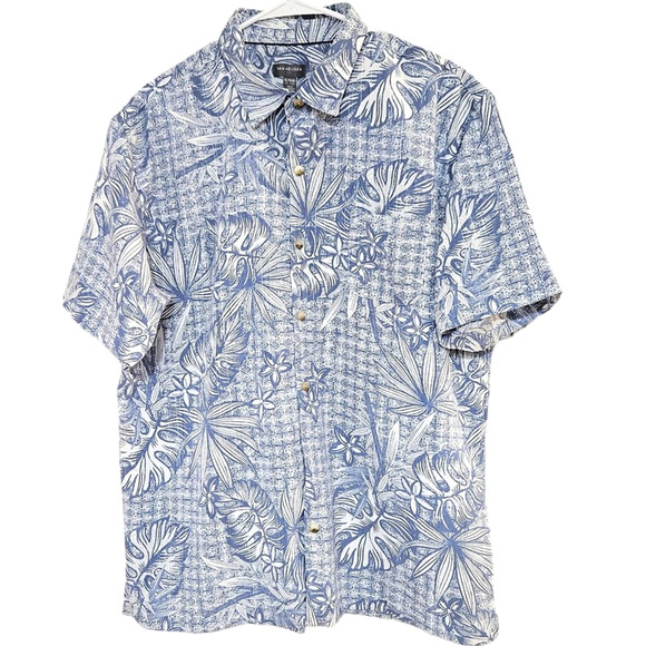 Van Heusen Air Mens Printed Button Down Shirt Size XL (17-17.5) Blue/White EUC - Picture 1 of 6